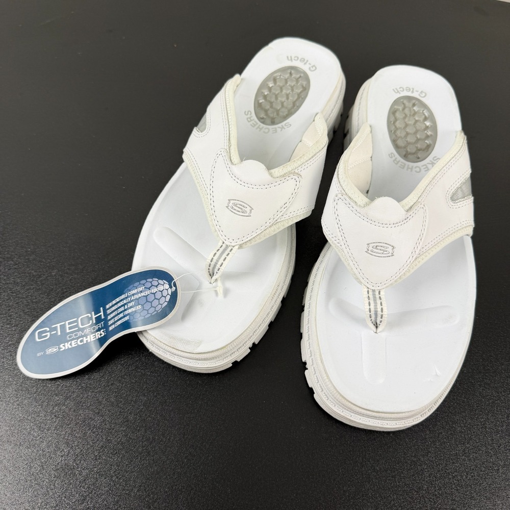 Skechers G-Tech Thong Sandals Women's 10 White Comfort Platform Flip Flops Y2K - Picture 7 of 16
